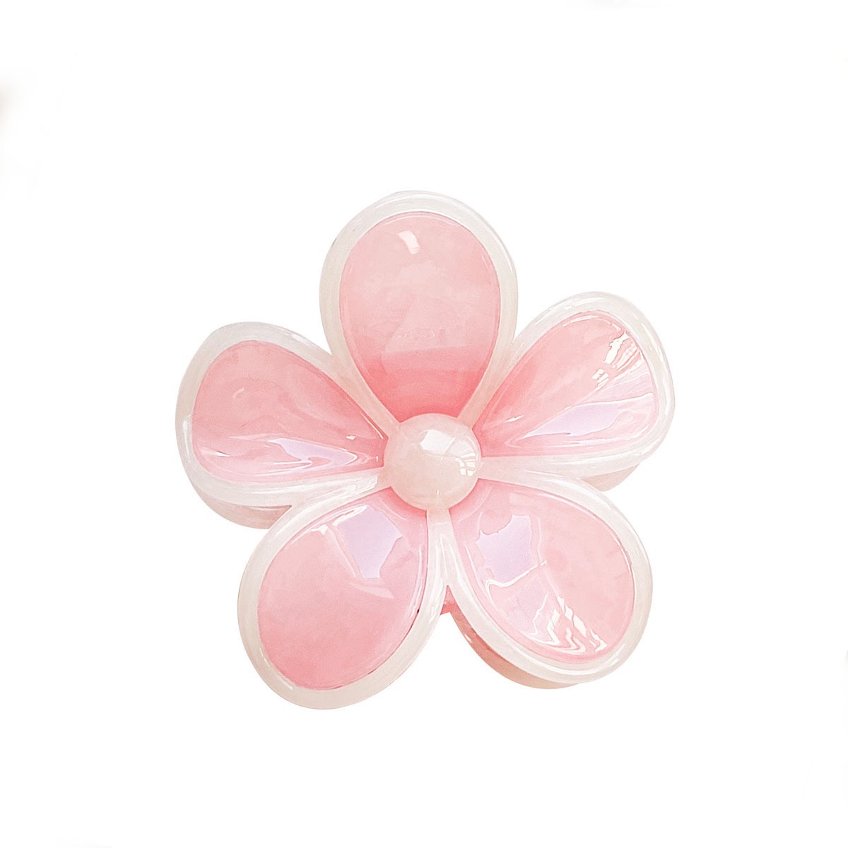 Pink flower claw clip on white