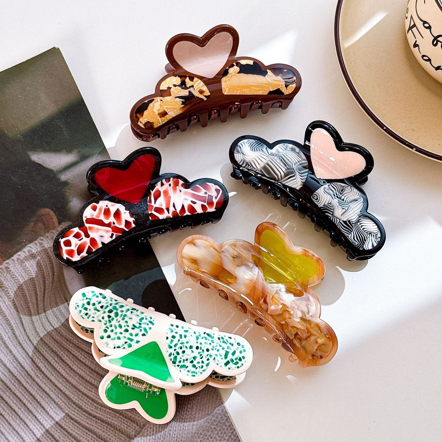 Five heart acetate claw clip colorways