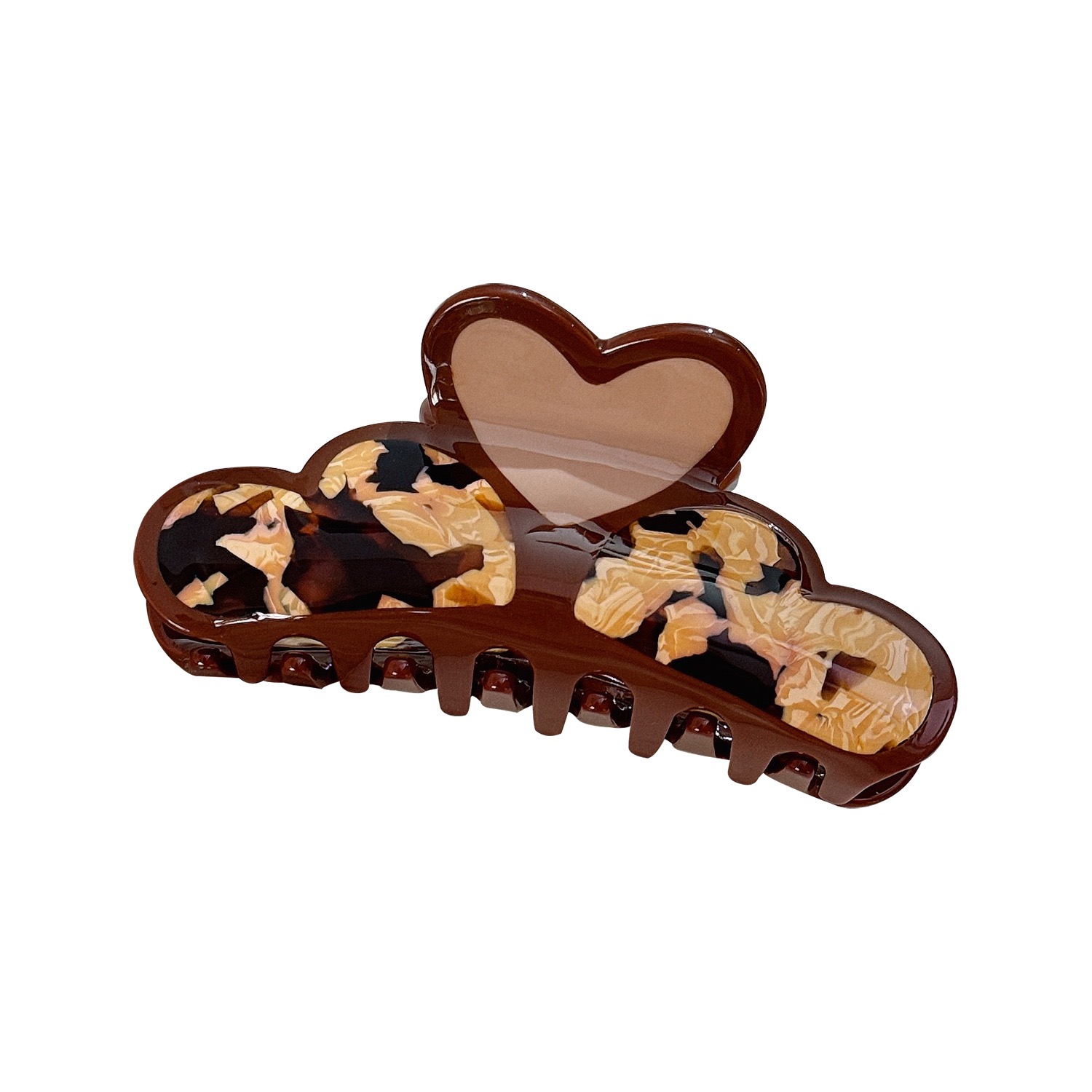 Heart acetate claw clip — product view 2